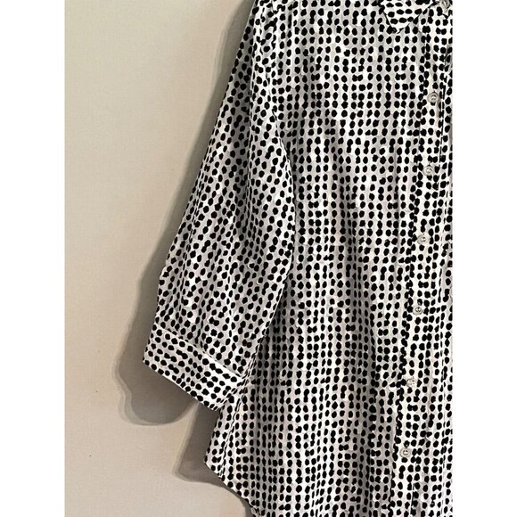 Chicos Top Women 12 Black Polka Dot Neutral Minimalist Office Twee Western 80s - Picture 4 of 14